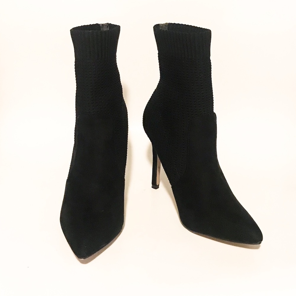 Catherine Malandrino | Dnonito Black Knit Pointed Toe High Heel Booties Size 7.5
